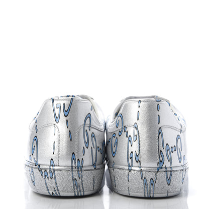 Gucci Miro Rubber Wax GucciGhost Print Mens New Ace Sneakers 5 Silver 6 of 10