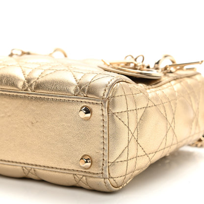 Christian Dior Metallic Lambskin Cannage Mini Lady Dior Gold 10 of 16