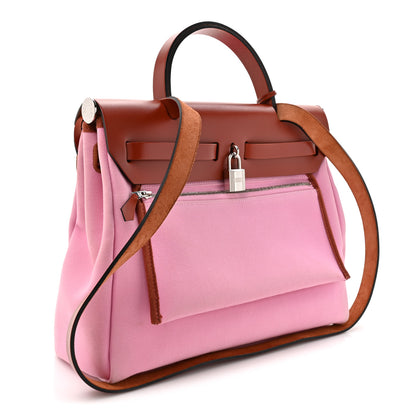 Hermes Military Toile Vache Hunter Herbag Zip Retourne PM 31 Bubblegum 4 of 13
