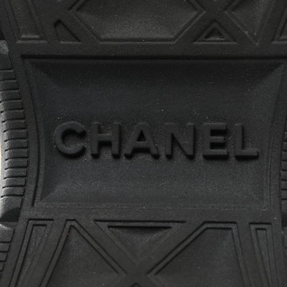 Chanel Suede Calfskin Embroidered CC Sneakers 36.5 Black 6 of 9