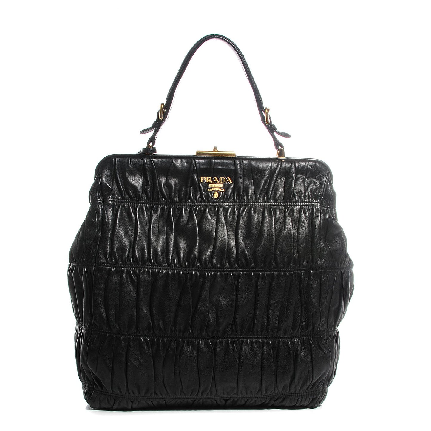 Nappa Dressy Gaufre Framed Tote Black