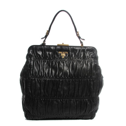Prada Nappa Dressy Gaufre Framed Tote Black 1 of 9