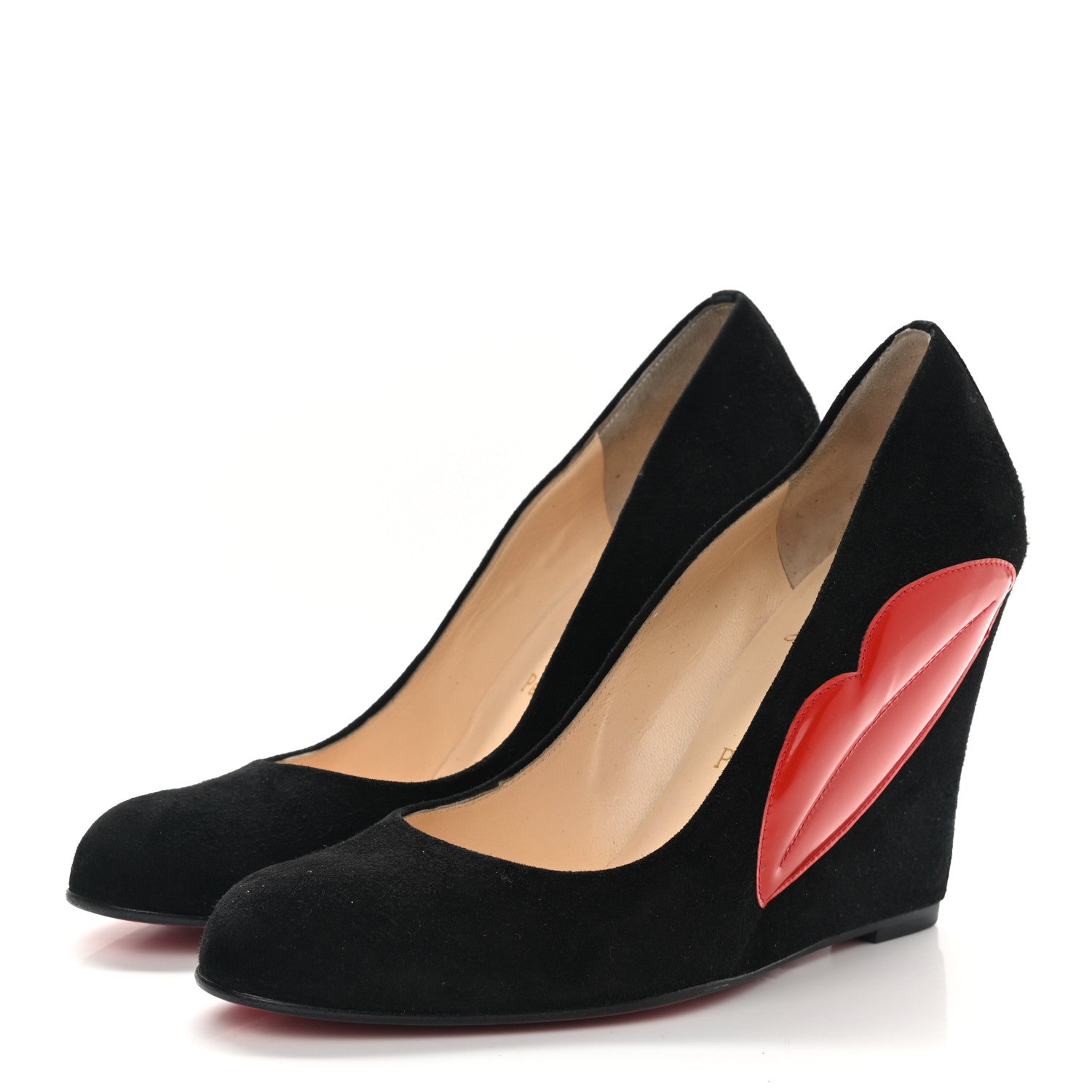 Christian Louboutin Suede Kiss Me Wedges 39 Black 3 of 8