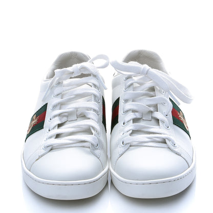 Gucci Calfskin Ayers Bee Embroidered Womens Ace Sneakers 39 White Green 4 of 9