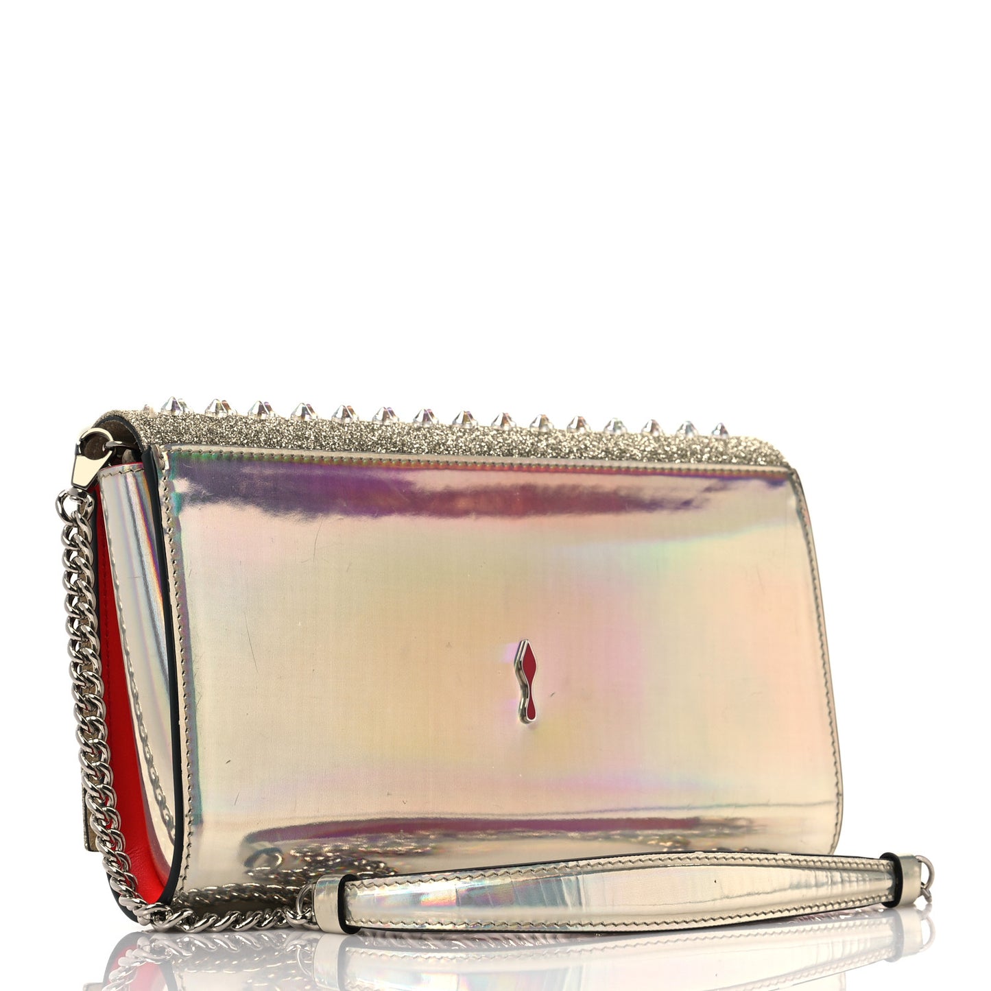 Glitter Metallic Patent Calfskin Psychic Spikes Paloma Clutch Gold