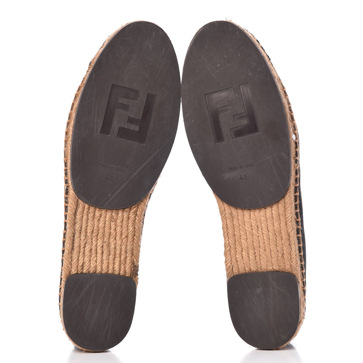 Fendi Canvas Pequin Espadrilles 41 Tobacco Black 7 of 11