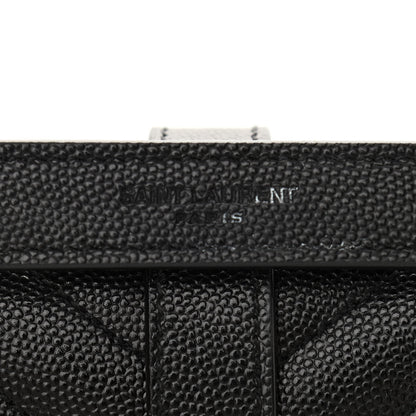 Saint Laurent Grain De Poudre Matelasse Chevron Large Monogram Satchel Black 13 of 13