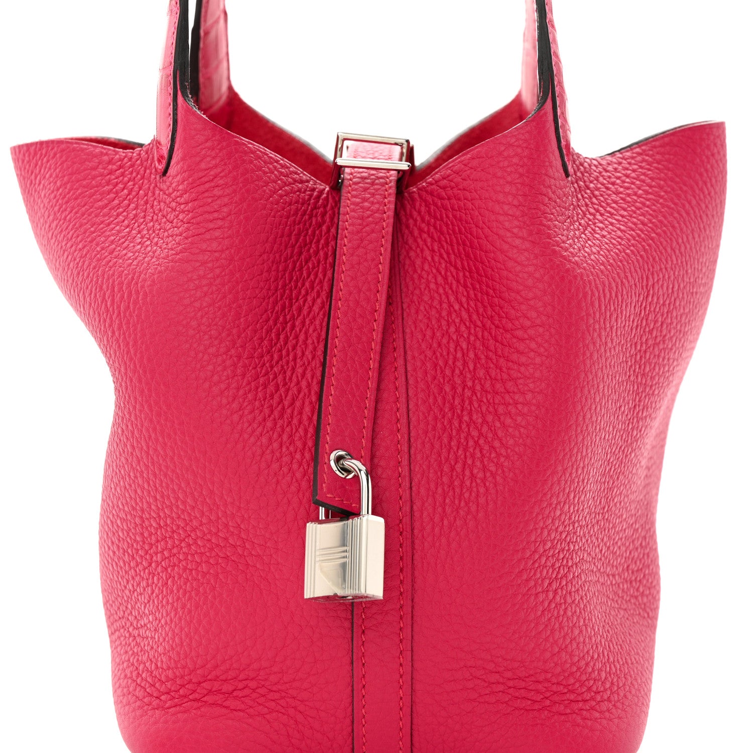 Hermes Taurillon Clemence Matte Alligator Picotin Lock Touch 18 PM Framboise 8 of 11