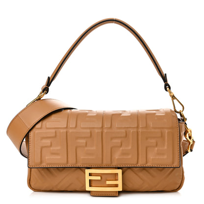 Fendi Nappa FF 1974 Embossed Baguette Miele Scuro 1 of 11