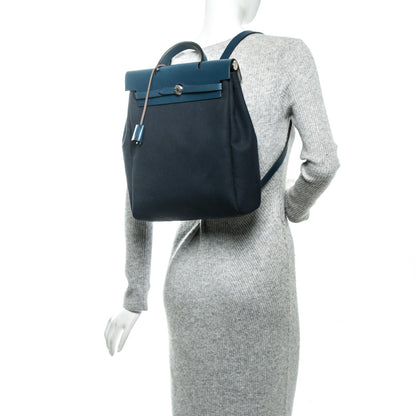 Hermes Toile Vache Calfskin Herbag 30 PM Backpack Navy Bleu 2 of 6