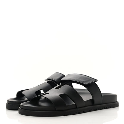 Hermes Calfskin Womens Chypre Sandals 38 Black 3 of 9