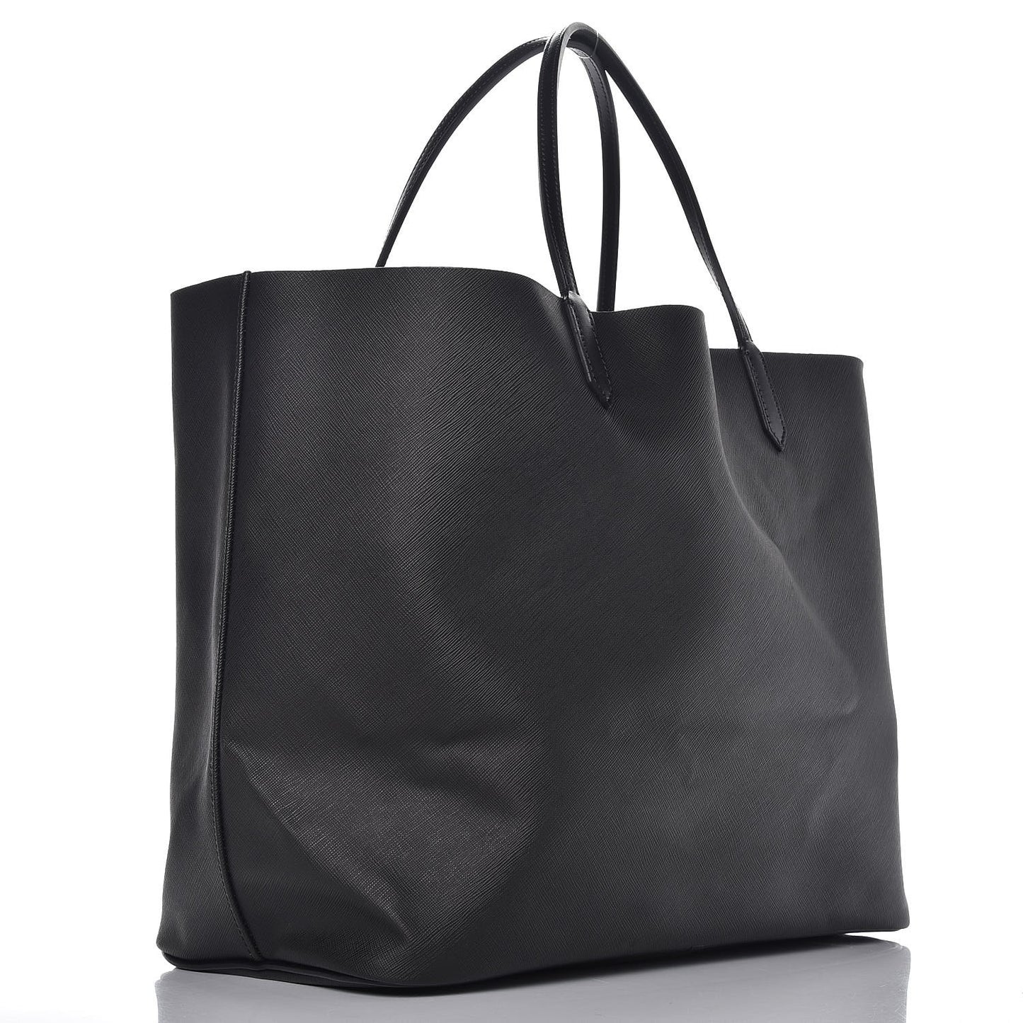 Textured Coated Canvas Bambi Print Large Antigona Tote Black