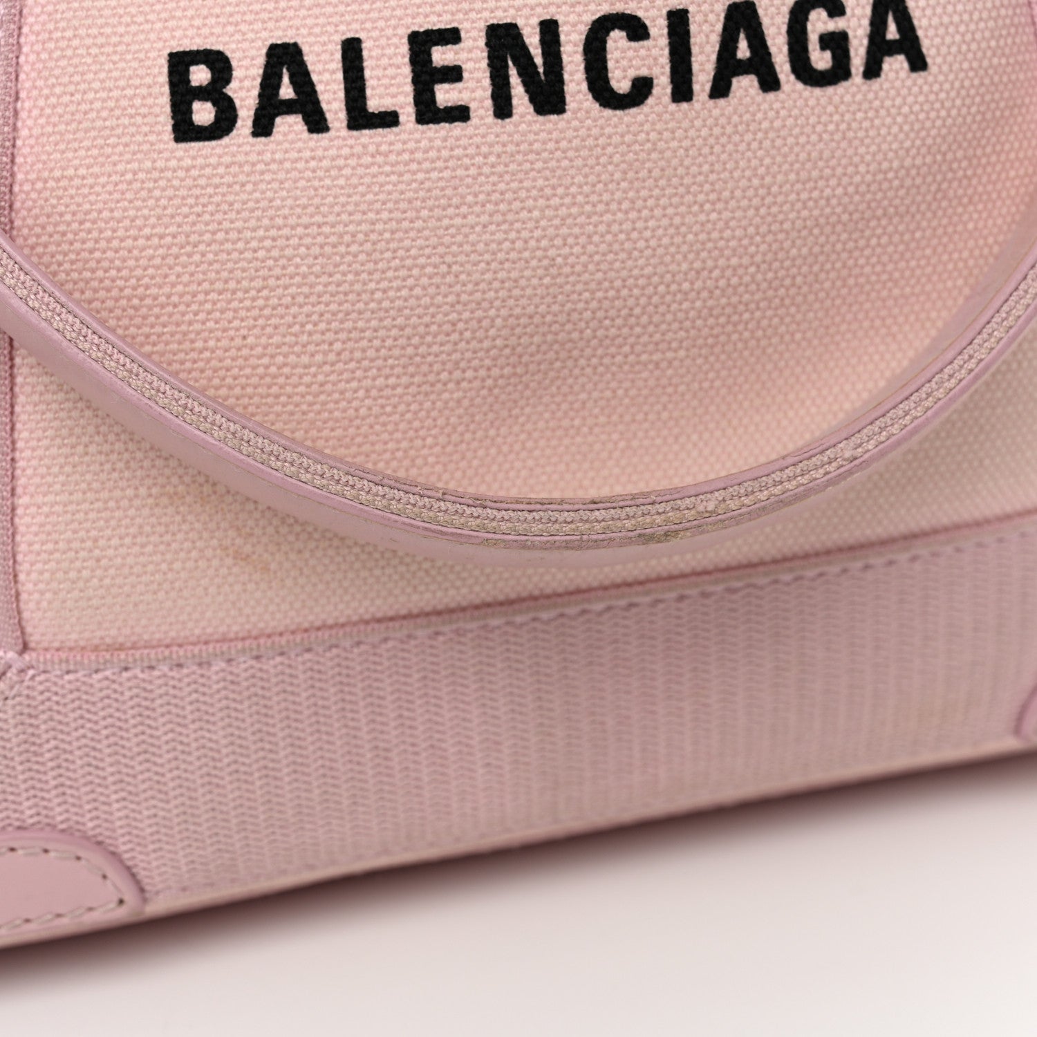 Balenciaga Cotton Canvas Satin Calfskin Navy Cabas XS Pink 12 of 14