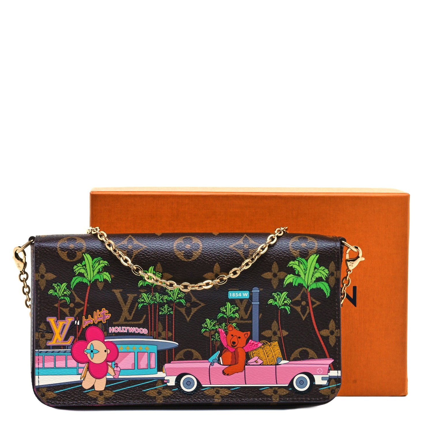 Louis Vuitton Monogram 2021 Christmas Animation Hollywood Pochette Felicie Chain Wallet Fuchsia 11 of 11