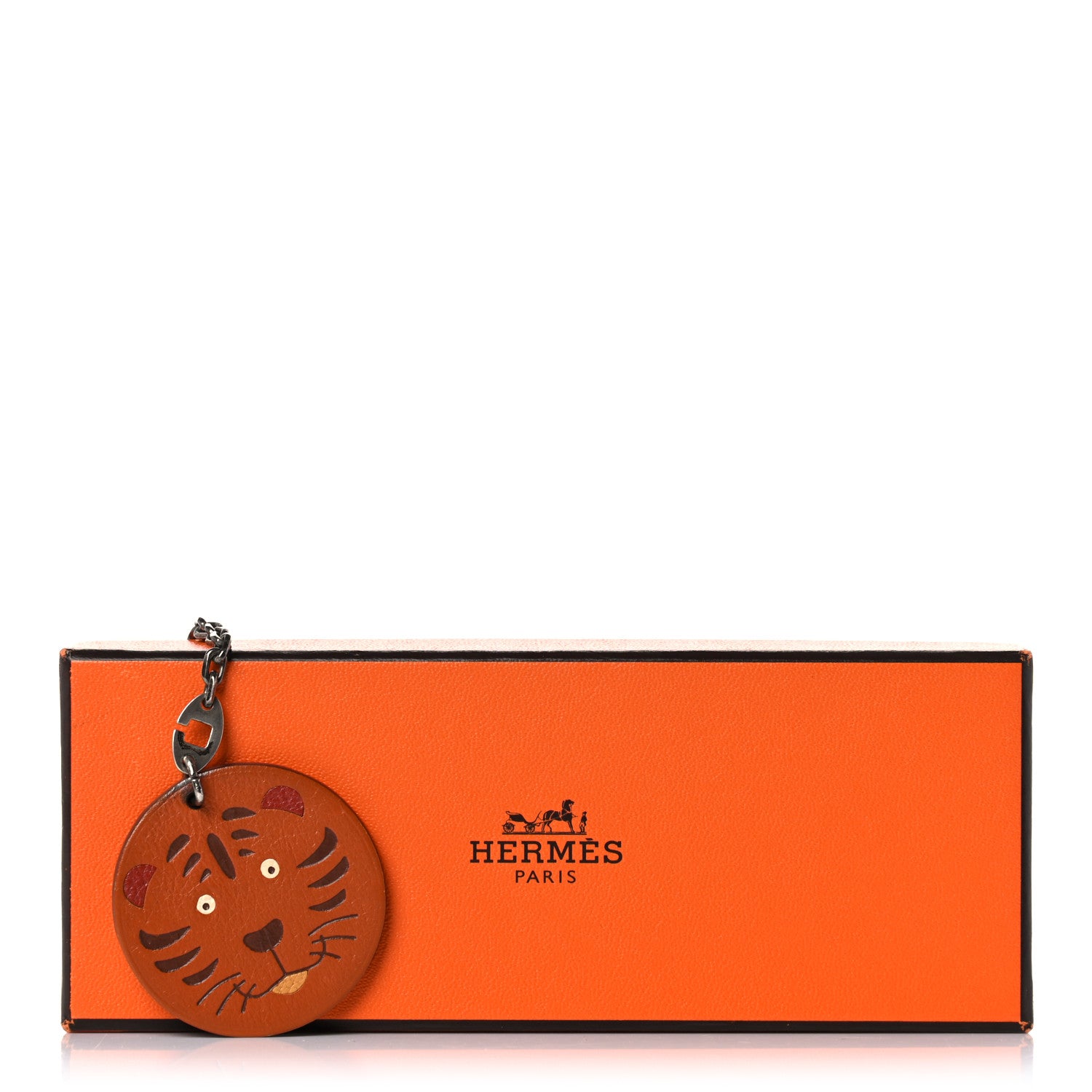 Hermes Tadelakt Tiger Key Chain Bag Charm Potiron 5 of 5