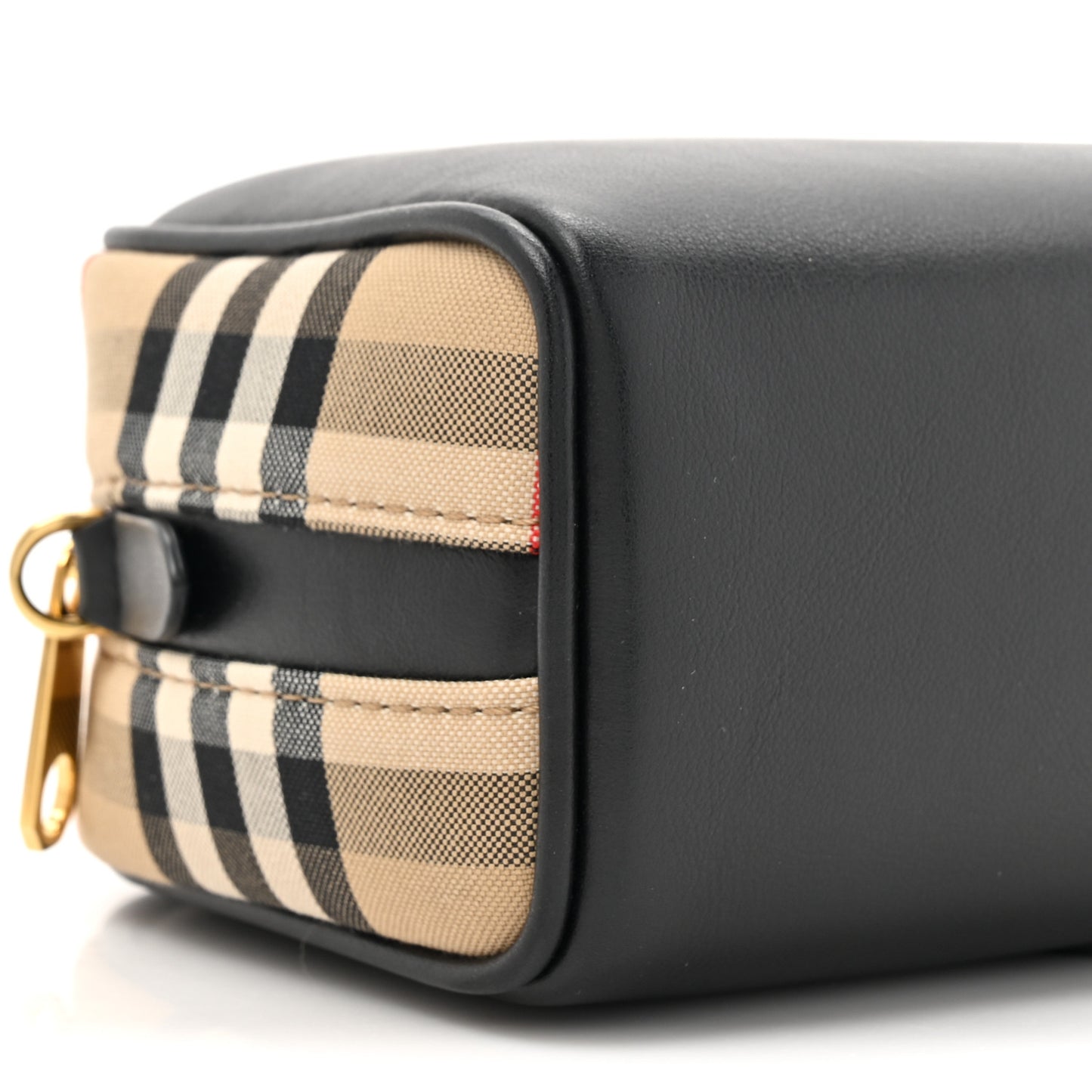 Calfskin Vintage Check Half Cube Crossbody Bag Black