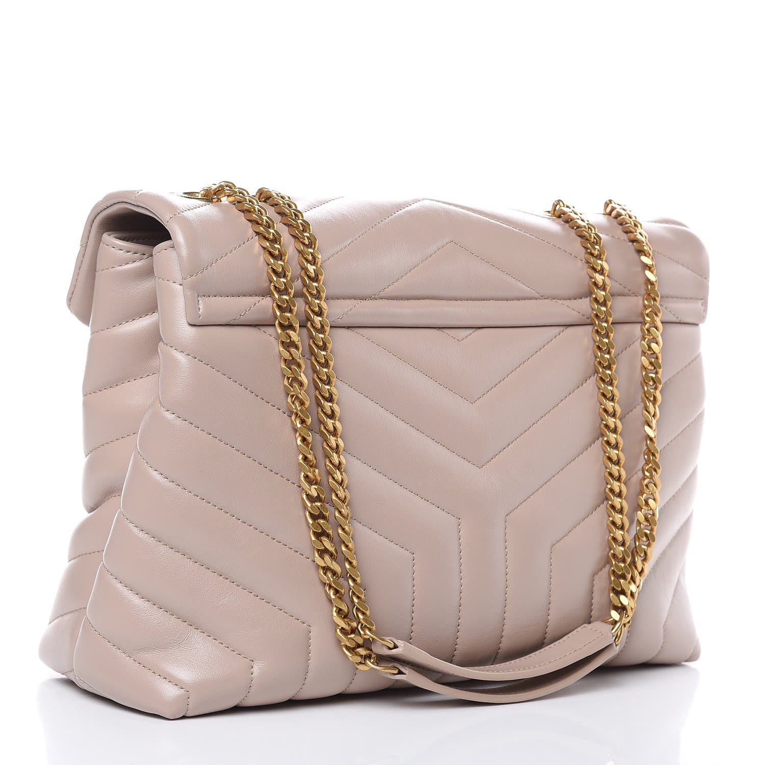 Saint Laurent Calfskin Y Quilted Monogram Medium Loulou Chain Satchel Light Natural 3 of 10
