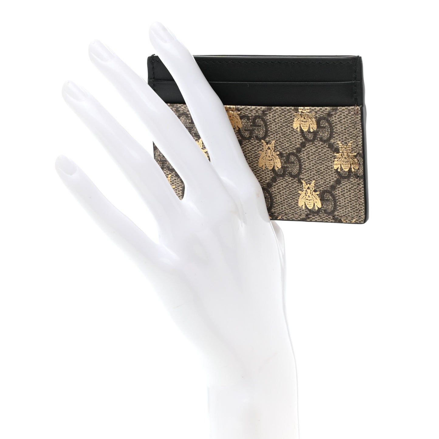 GG Supreme Monogram Bees Card Holder Black