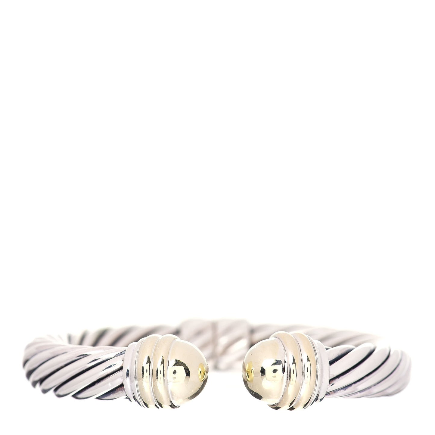 Sterling Silver 14K Yellow Gold 10mm Cable Classics Bracelet