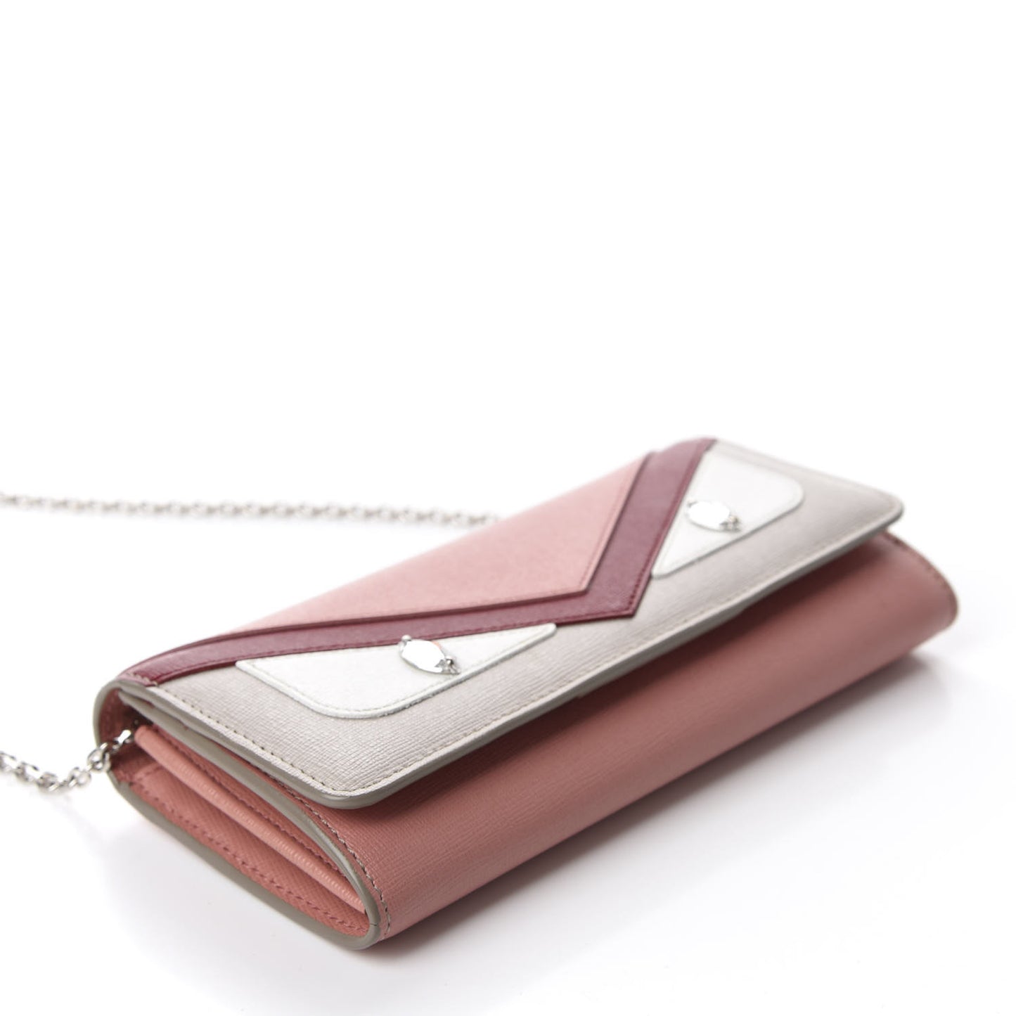Vitello Elite Crystal Eye Monster Continental Wallet on Chain Grigio Polvere Ribes Multicolor