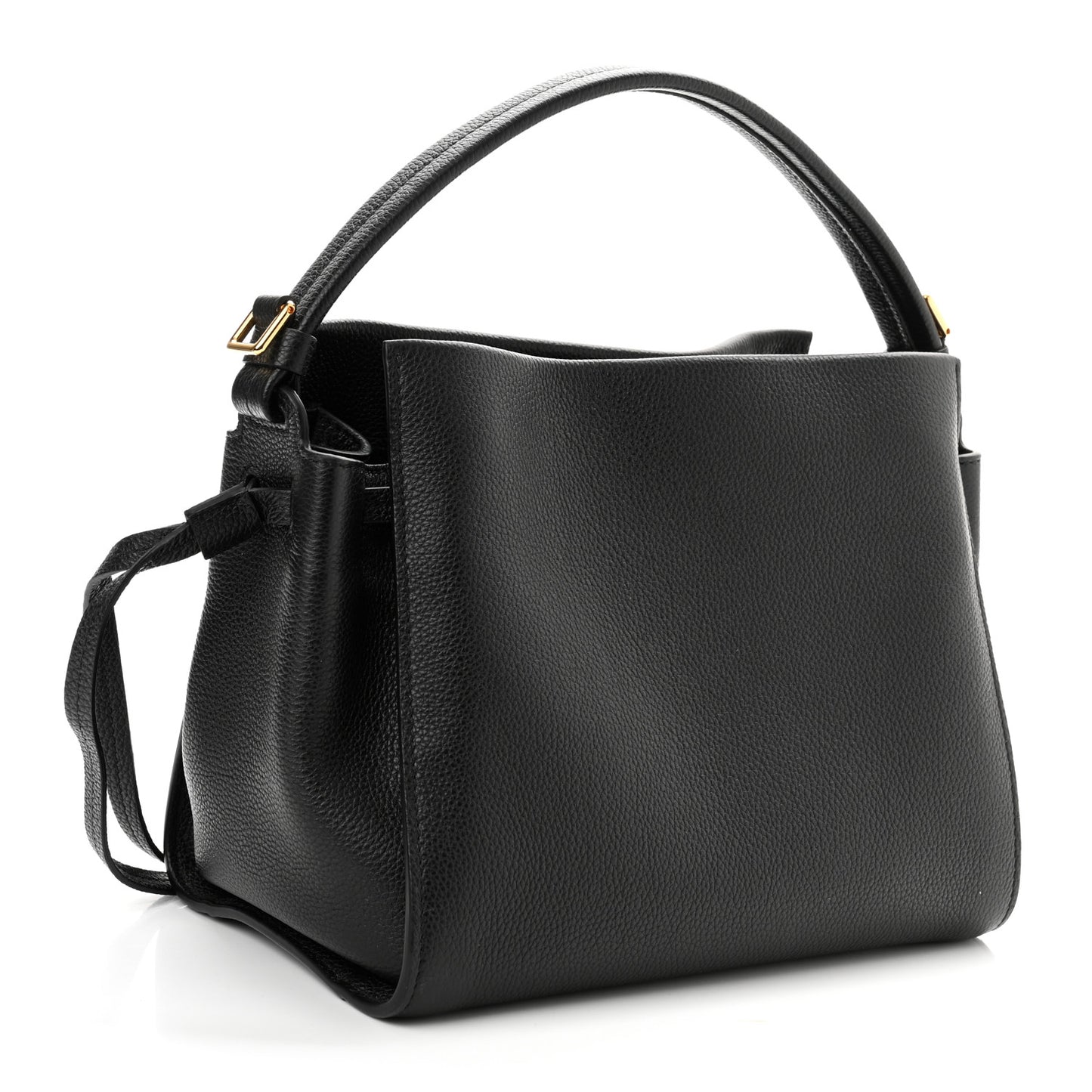 Grained Calfskin Small Padlock Top Handle Bag Black