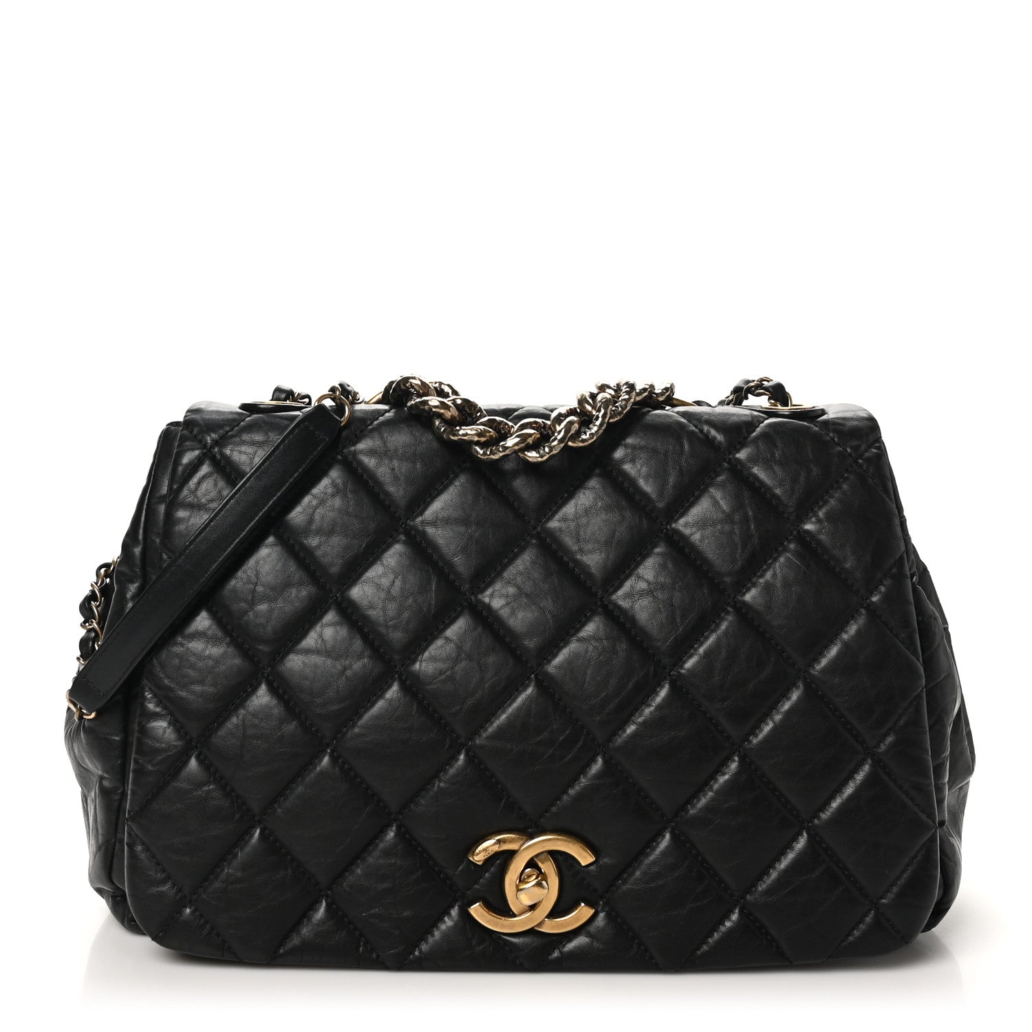 Chanel Aged Calfskin Quilted Large Pondichery Flap Black 1 of 10