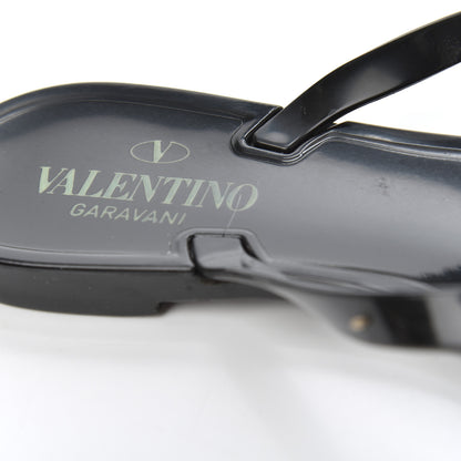Valentino Garavani PVC Jelly Rockstud Bow Thong Sandals 40 Black 9 of 18