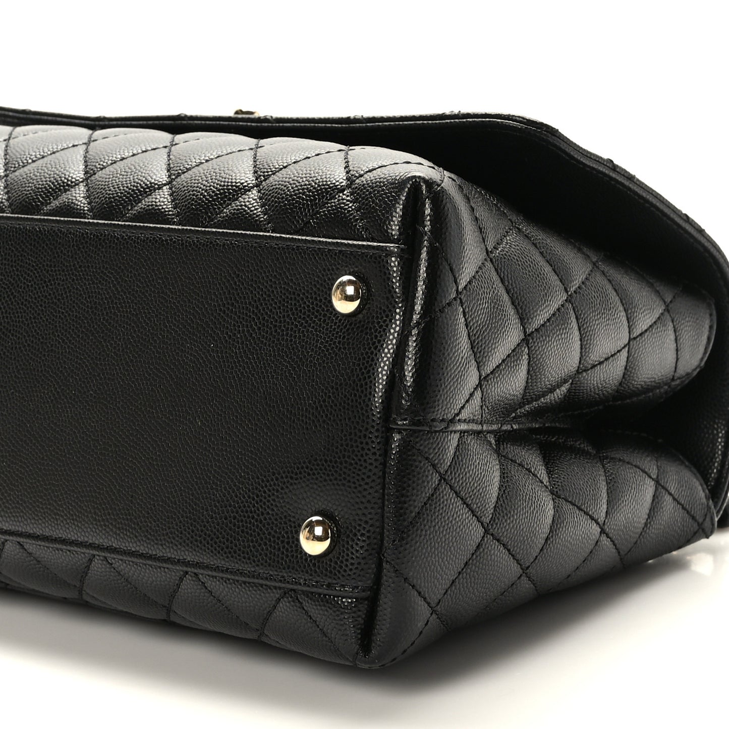 Caviar Quilted Small Coco Handle Flap Black