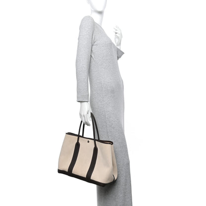 Hermes Buffle Skipper Toile Garden Party 36 MM Tote Marron Fonce 2 of 12