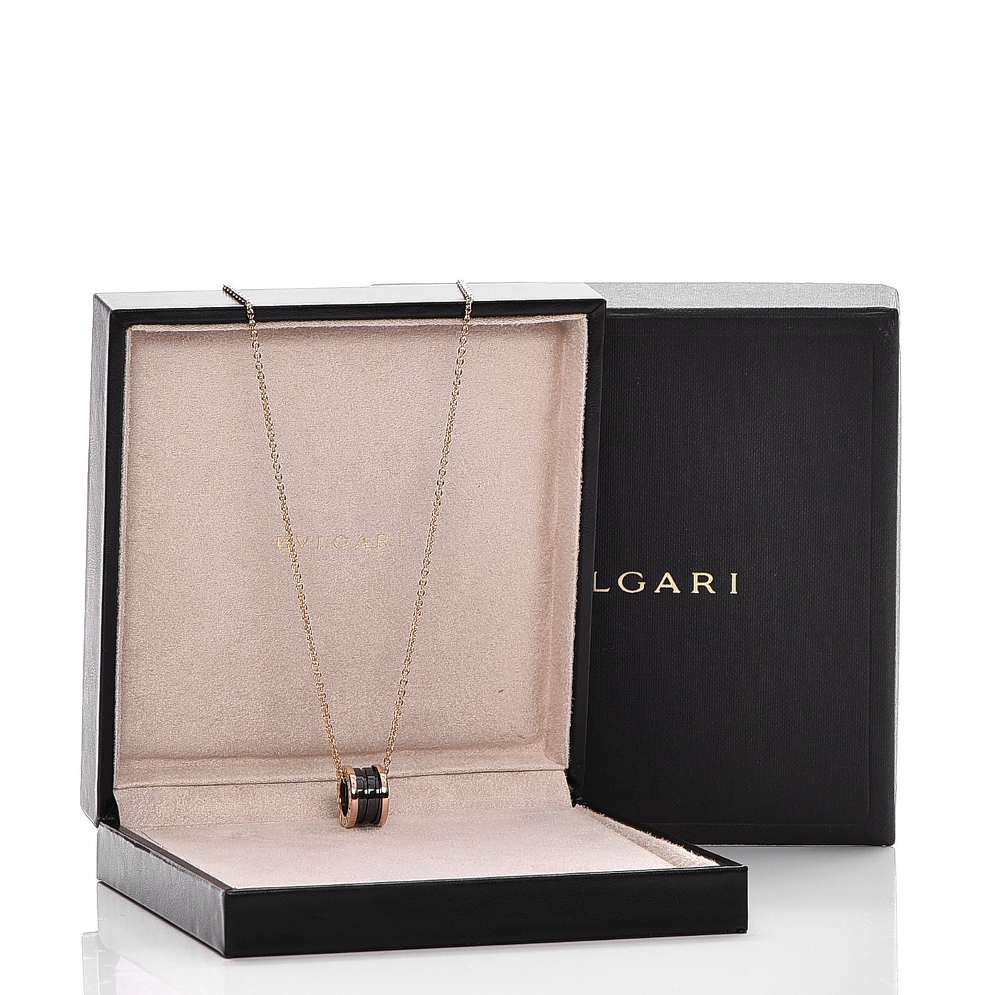 18K Rose Gold Black Ceramic B.Zero1 Pendant Necklace