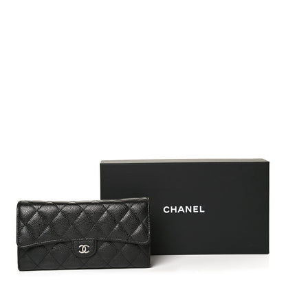 Chanel Caviar Quilted Large Gusset Flap Wallet Black 12 of 12