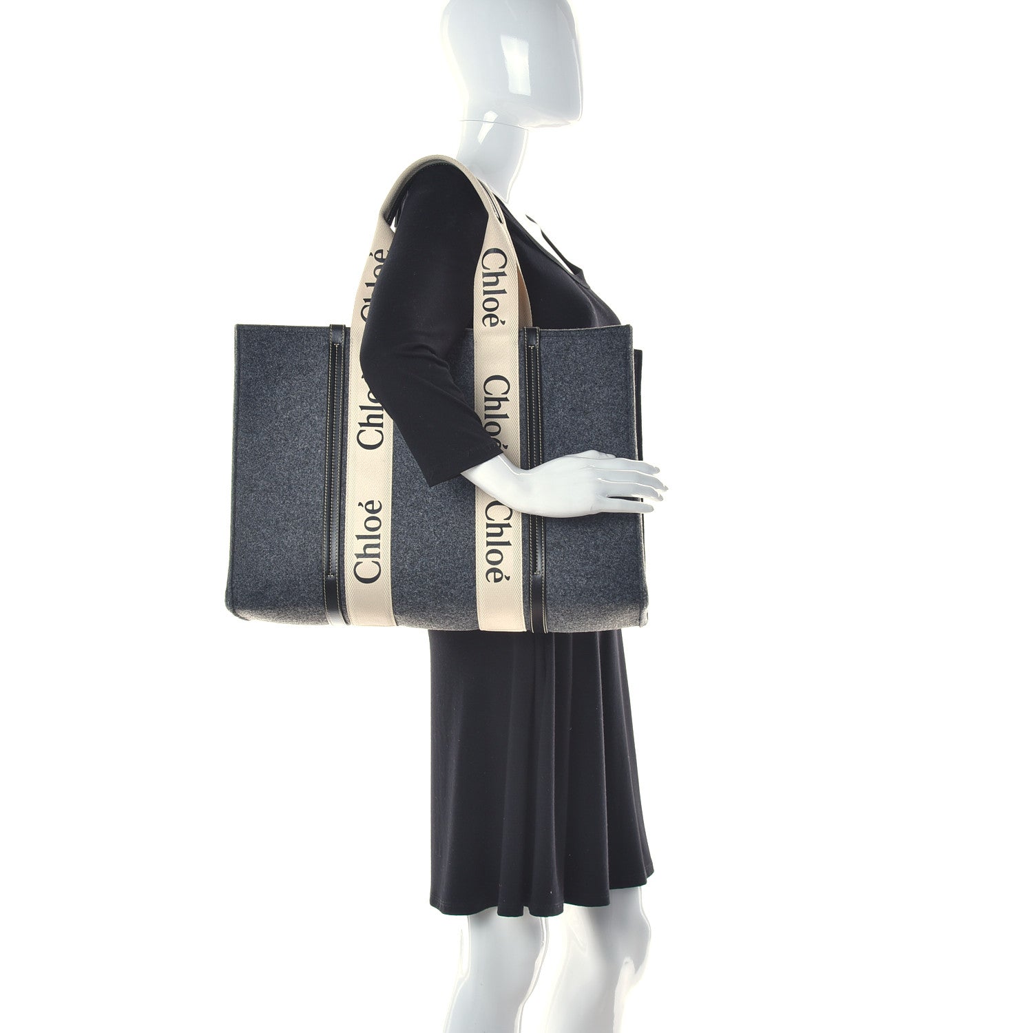 Chloe Felt Large Woody Ribbon Tote Cashmere Grey 2 of 16