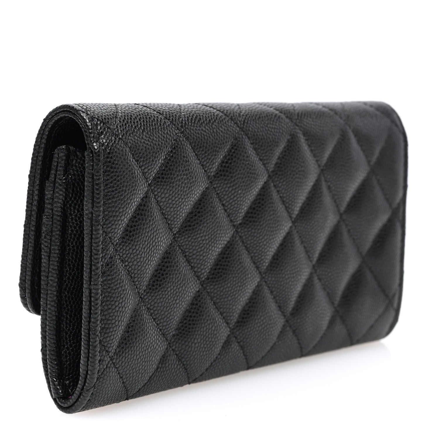 Chanel Caviar Quilted Textured CC Flap Wallet Black 3 of 8