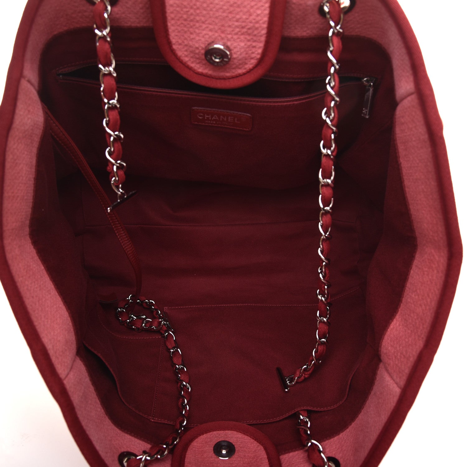 Chanel Canvas Large Deauville Tote Red 5 of 9