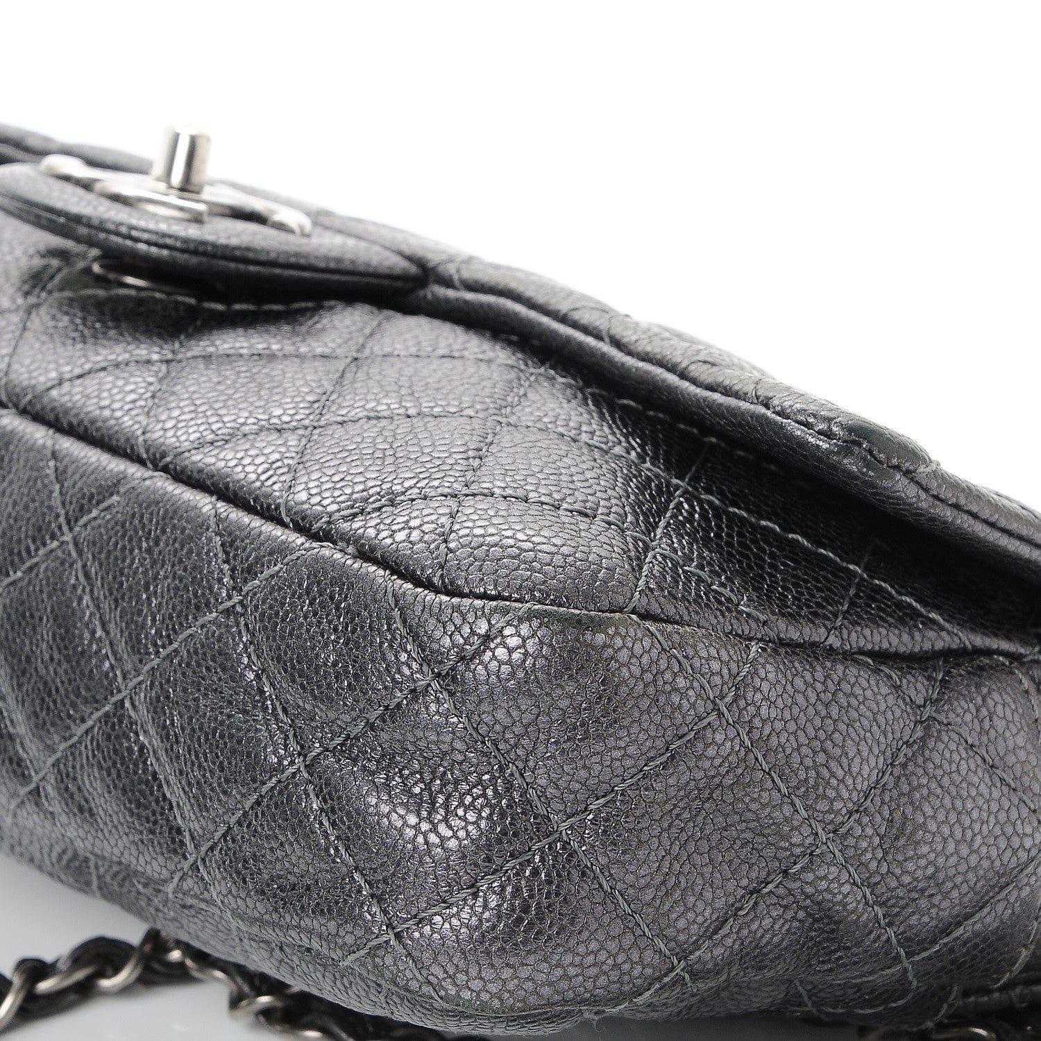 Chanel Iridescent Caviar Quilted Small Chic Flap Dark Silver 9 of 11