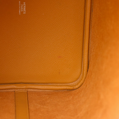 Hermes Epsom Tressage De Cuir Picotin Lock 22 MM Jaune Ambre Brique White 11 of 11