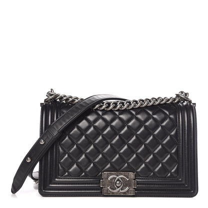 Chanel Lambskin Quilted Medium Boy Flap Black 1 of 8