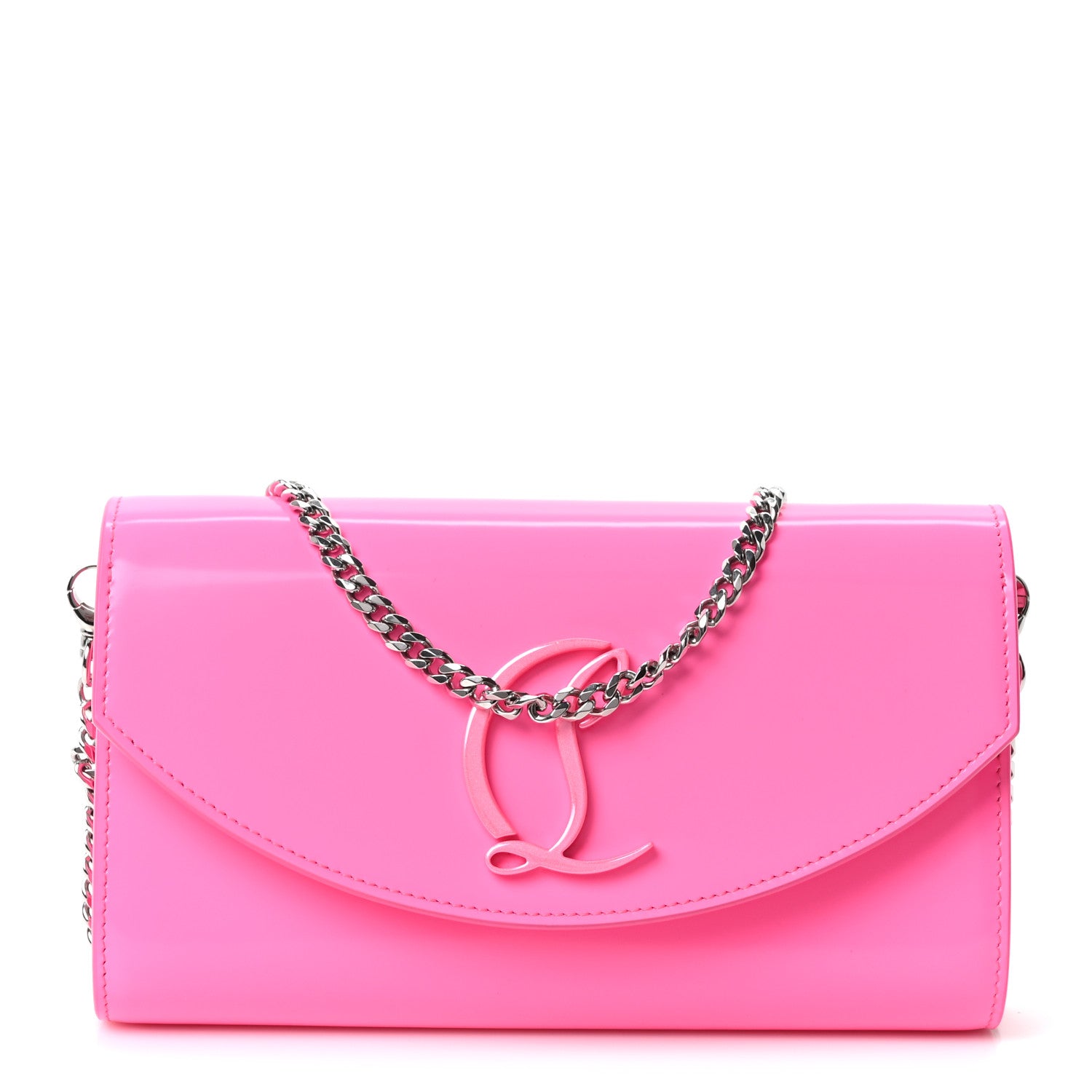 Christian Louboutin Patent Calfskin Loubi54 Crossbody Clutch Fluo Pink 1 of 10