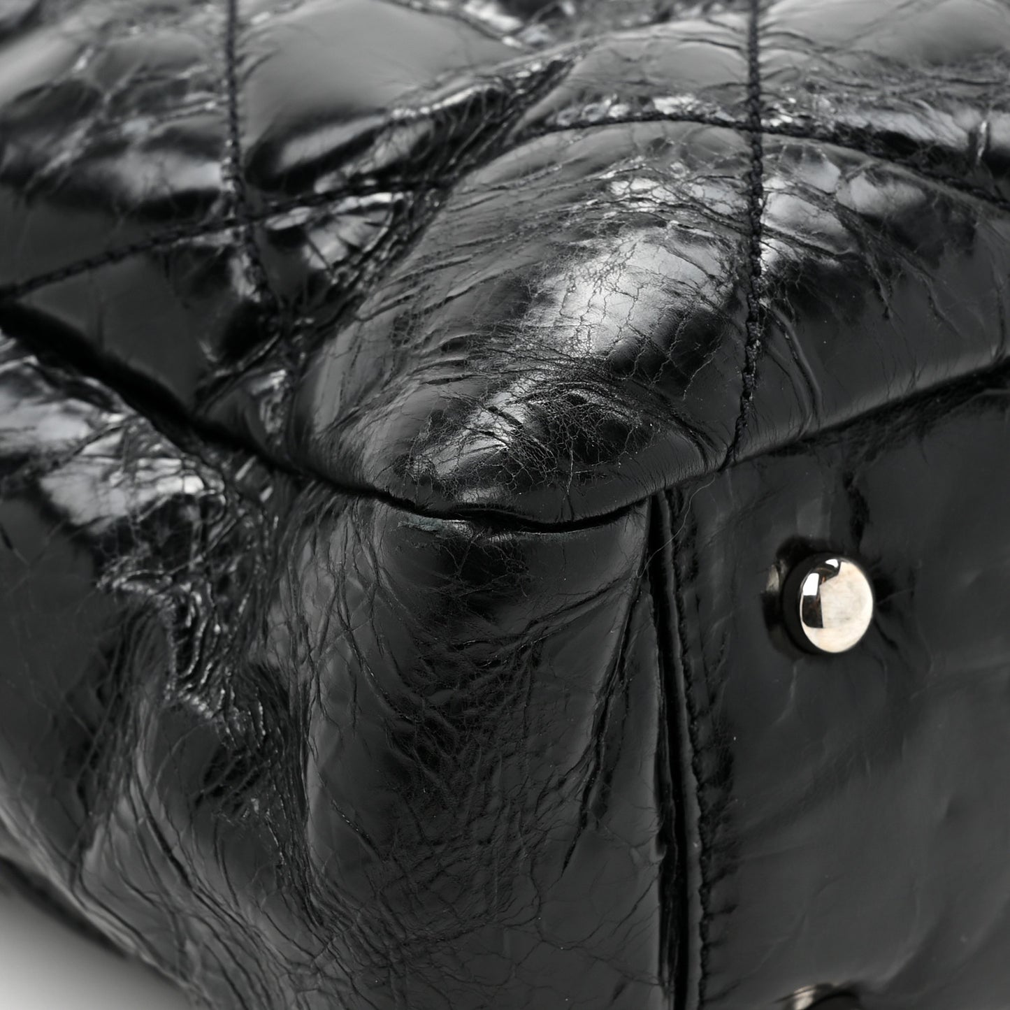 Glazed Calfskin Quilted Tweed Portobello Tote Black Multicolor