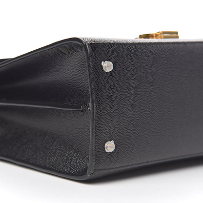 Saint Laurent Grain de Poudre Medium Classic Monogram Cassandra Top Handle Black Rouge Legion 8 of 10