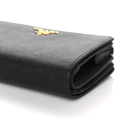 Prada Saffiano Metal Compact Wallet Black 9 of 11