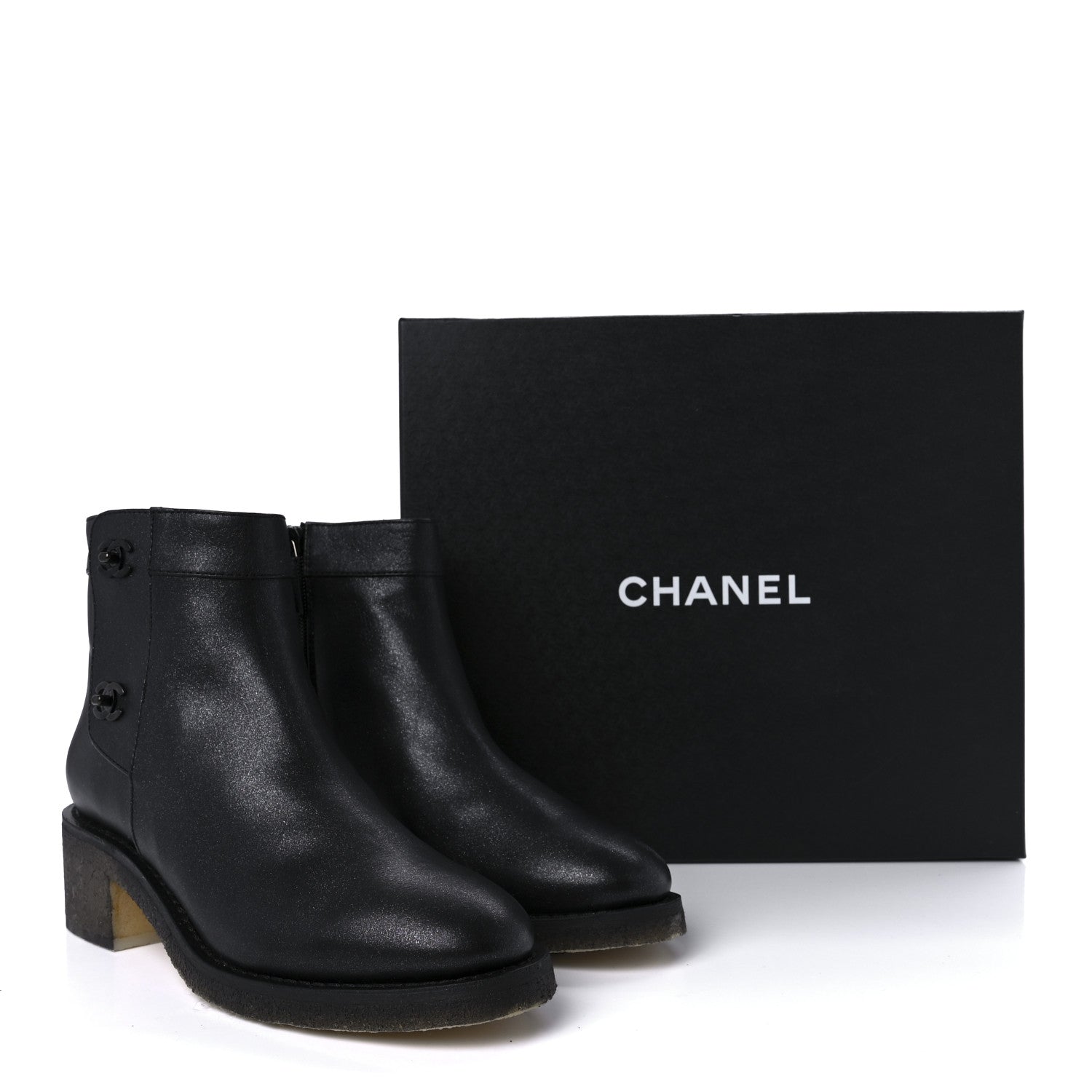 Chanel Iridescent Calfskin CC Turnlock Ankle Boots 40.5 Black 9 of 9