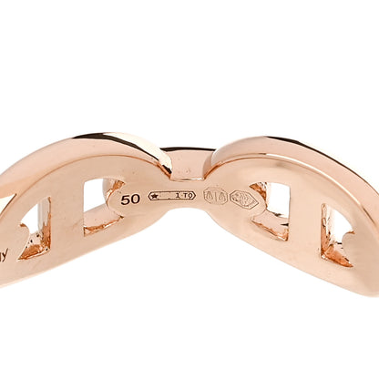 Hermes 18K Rose Gold PM Chaine d'Ancre Enchainee Ring 50 5.25 5 of 7