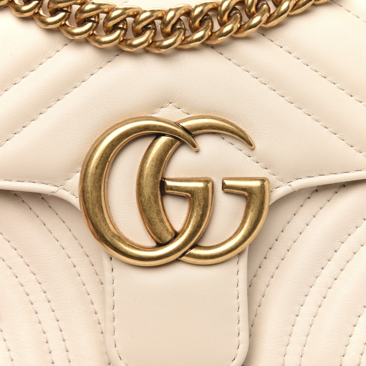 Calfskin Matelasse Mini GG Marmont Shoulder Bag White