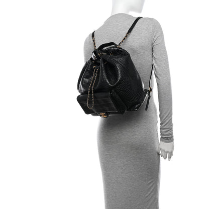 Chanel Calfskin Crocodile Embossed Large Backpack Black 2 of 10