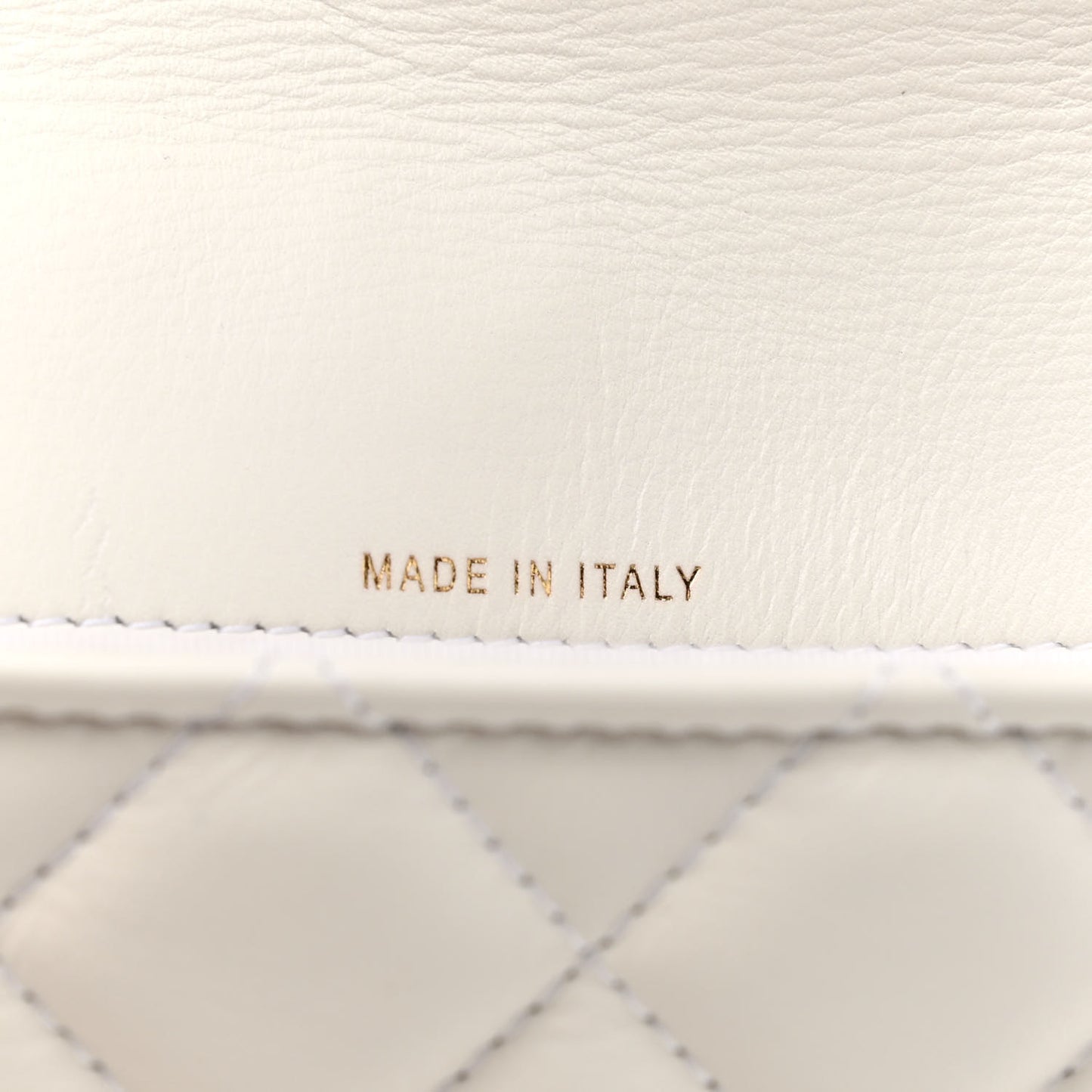 Calfskin Quilted Enchained Clutch White