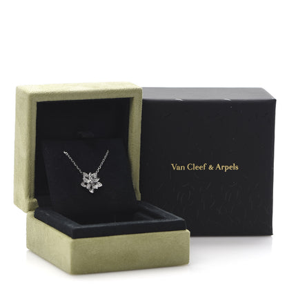 Van Cleef & Arpels 18K White Gold Diamond Mini Lotus Pendant Necklace 8 of 8