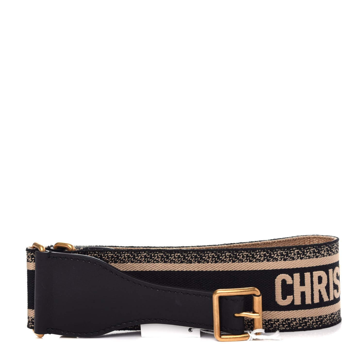 Christian Dior Canvas Embroidered Large Book Belt 80 32 Black Beige 1 of 4