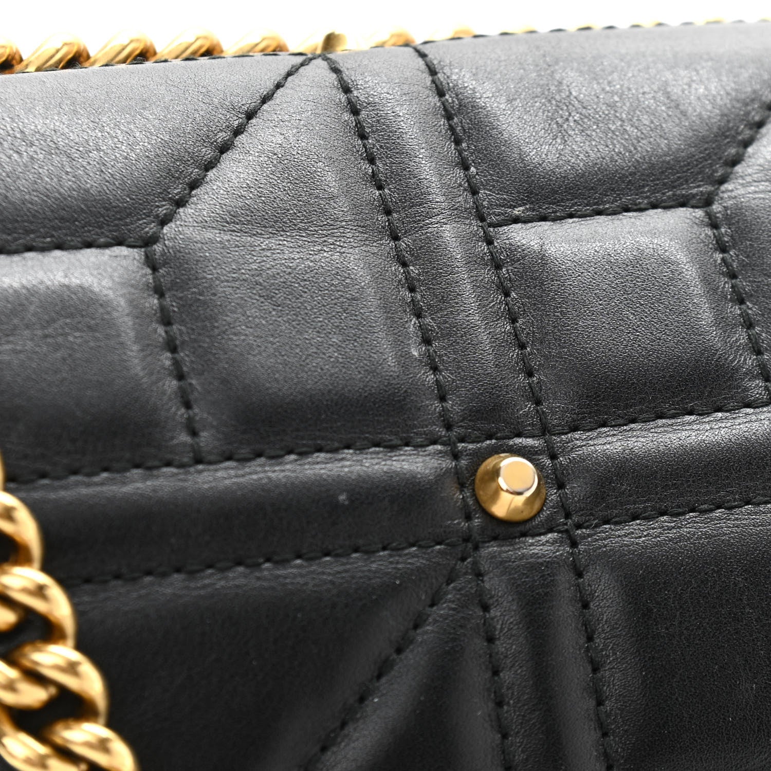 Gucci Calfskin Matelasse Studded Medium GG Marmont Shoulder Bag Black 14 of 15