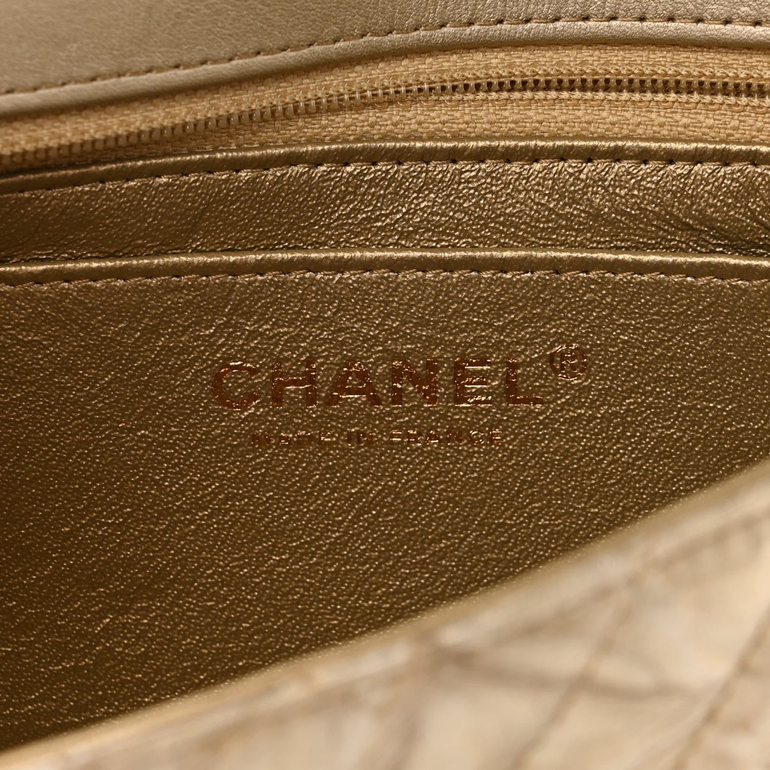 Chanel Patent Metallic Crumpled Calfskin Chevron Quilted Mini Rectangular Flap Gold 6 of 10
